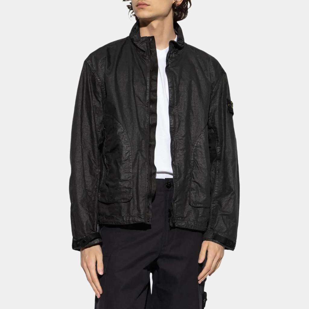 STONE ISLAND Ss25 Solid Color High Neck Lightweight Zip Long Sleeve Jacket Men Jackets Black K1S1541000-67S0069-V0029