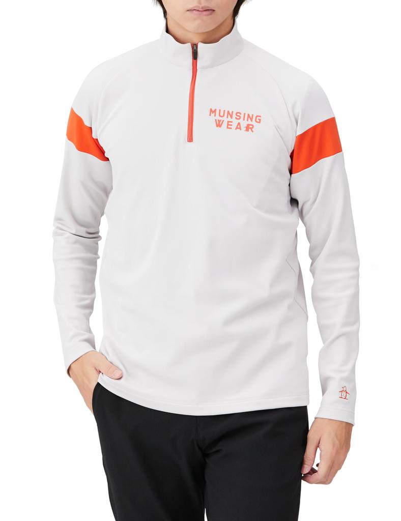 Munsingwear Long Sleeve GY00 Soft Golf Men's Half-Zip Shirt, MGMWJB08, (Gray), Stretch, Windproof, Basic, Material, Thick,