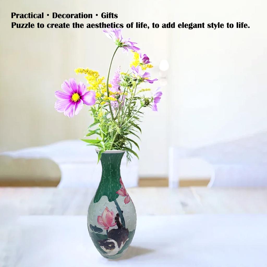 Jigsaw Puzzle Vase Flower Arrangement Hydroponics Flower Vase Chinese-style Retro Porcelain DIY Puzzle Handmade