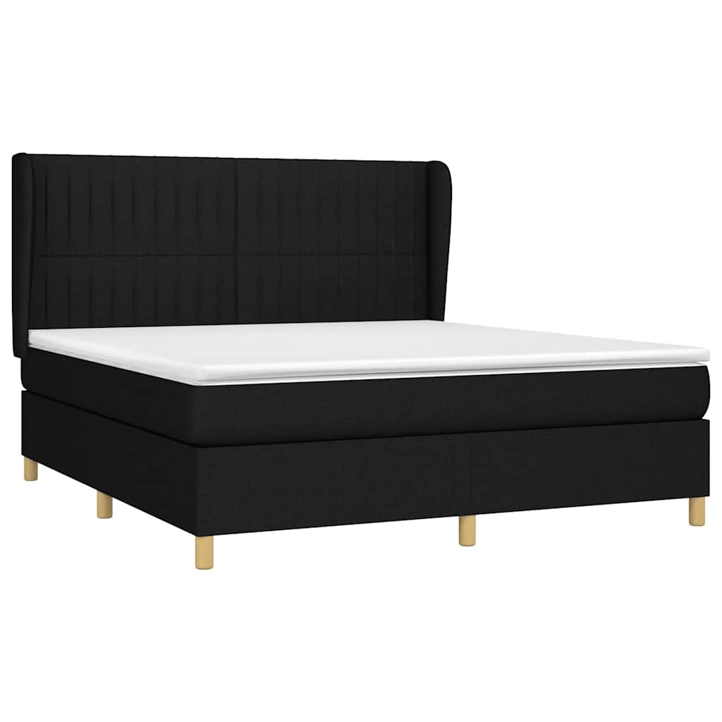 Vidaxl Continental Bed with Mattress, Black, Fabric 180X200 Cm