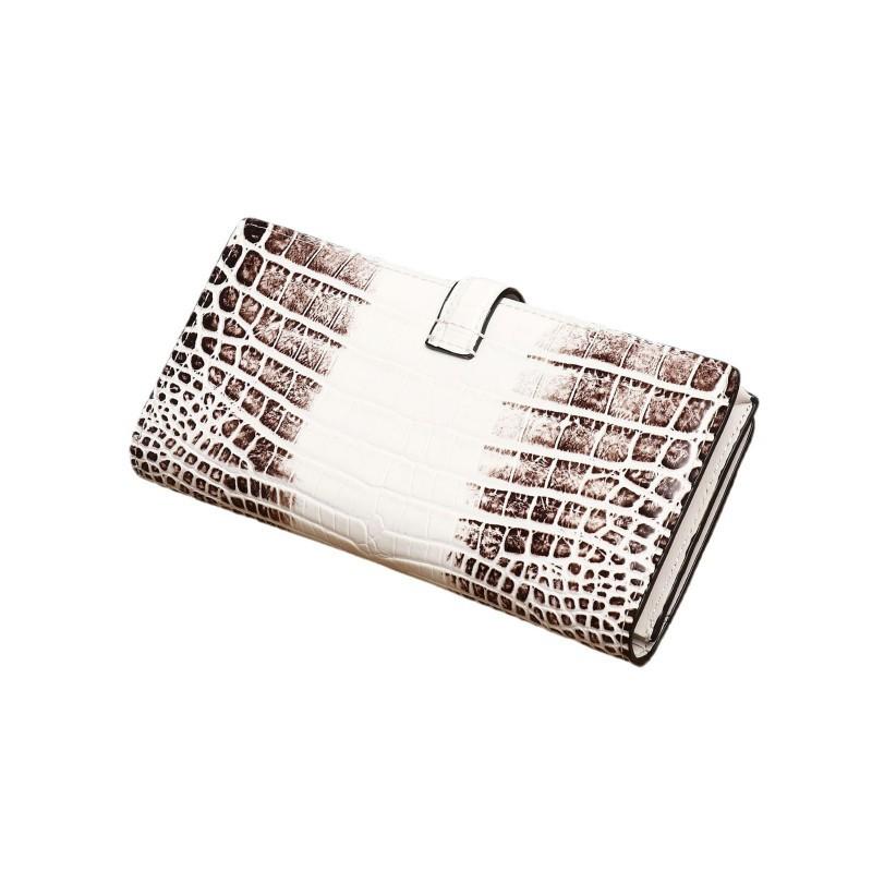New Crocodile Belly Pattern Himalaya White Women's Wallet Long Short Multi Card Pocket Handbag