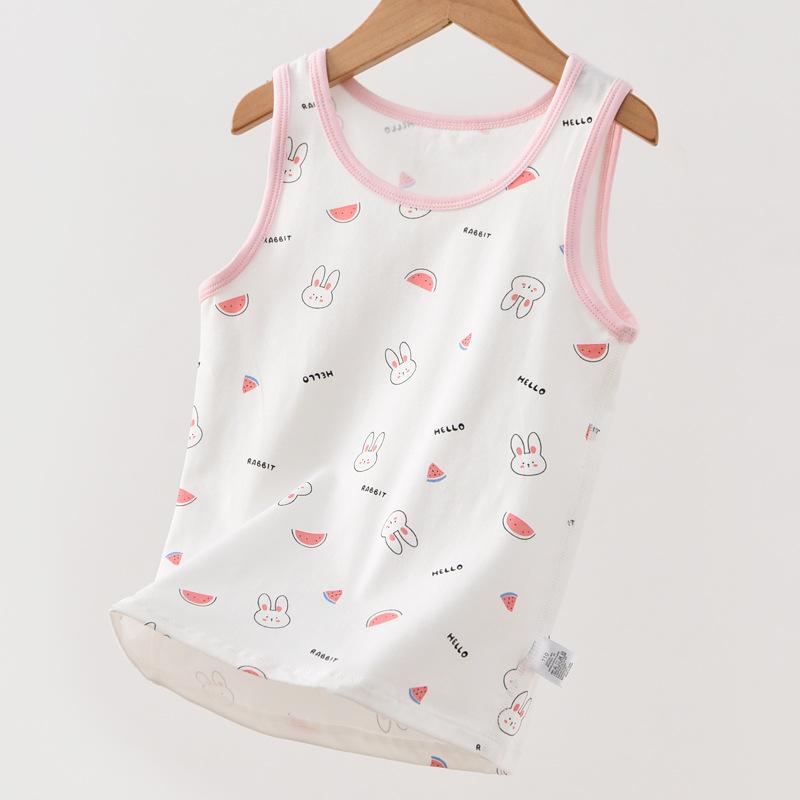 Traceless cotton children's vest summer new boys and girls baby suspender sleeveless boneless backing thin pajamas tide