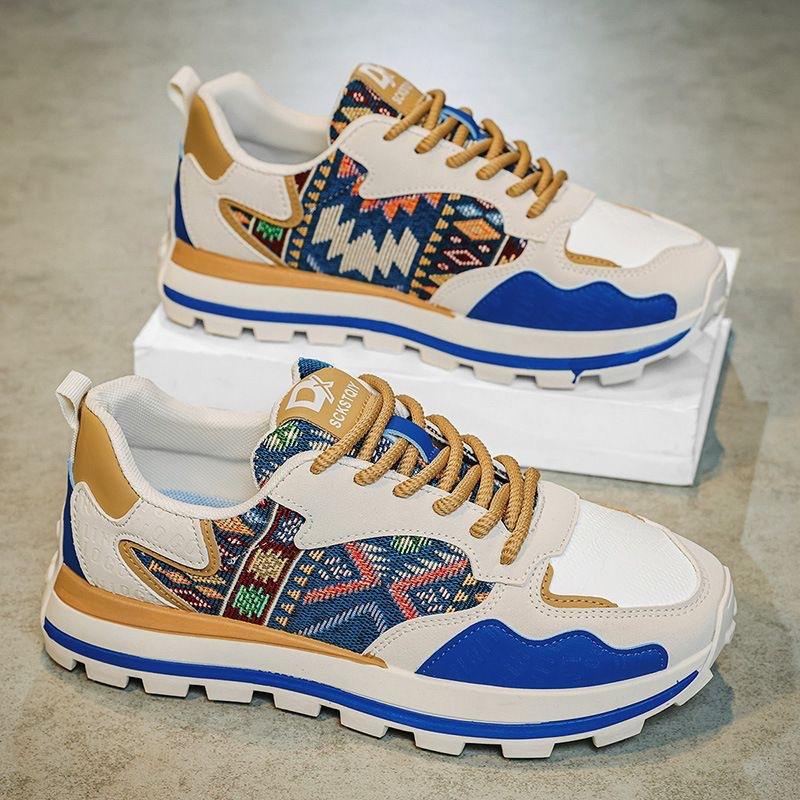 Fashion versatile printed dad shoes men's shoes spring casual shoes Chinese style embroidered men's sports shoes Forrest Gump board shoes