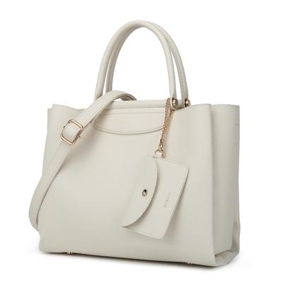 Published In April Magazine Oggi 2WAY Tote Bag High Visibility PU Leather Handbag Elegance Square Type Bit Parts Ladies 171033 [Guscio Italy] (IVORY)