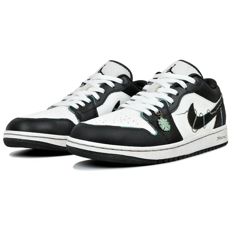 Jordan Air Jordan 1 Abrasion Resistant Low top Vintage Basketball Shoes Men's Black White 553558-132(Team96-S-BOX)