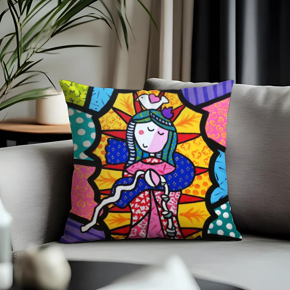 New Ccartoon Virgin Mary Artful Cushion Cover Antidustmite Pillowcase Invisible Zipper Silky Short Plush Sofa Cushion Cover