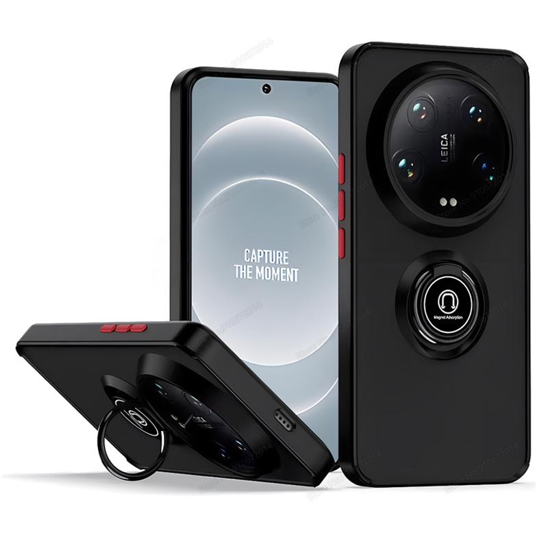 Funda For Xiaomi 14 Ultra 14T Pro Matte Car Magnetic Cover For Xiaomi 14T 12T 11T 10T Pro 11 12 13 Lite Ring Phone Holder Cases