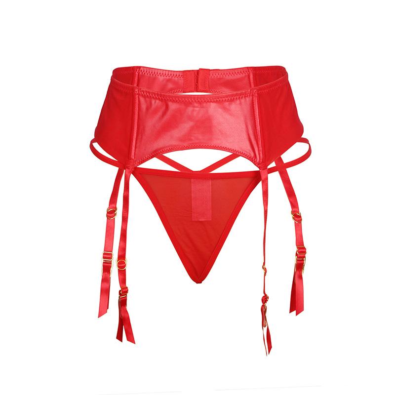 Sexy Imitation Leather High-waisted Garter Belt Set Plus Size Sex Underwear