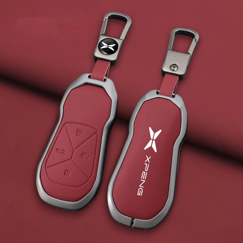 Premium Grade Automotive Alloy Genuine Leather Auto Key Fob Cover Case Fit For Xiaopeng Xpeng P7 P7I P5 G3 G3I G9 G6 22-23 Key Fob Automotive