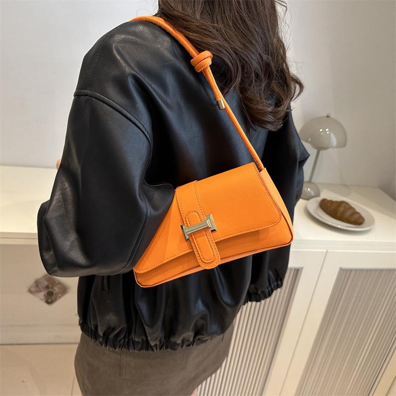 Textured Commuting Solid Color PU Small Square Bag New Versatile and Fashionable Crossbody Bag French Niche Single-shoulder Underarm Bag