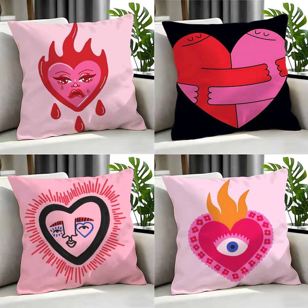 Art GGraffiti Heart Cushion Cover Cushion Cover Set Pcs x x x Pillowcase Decorative Sofa Home Decor