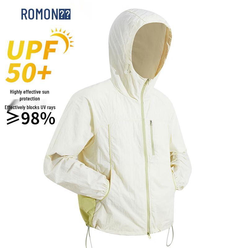 ROMON Men s Summer UPF50+ UV Protection Color Block Hooded Jacket XL