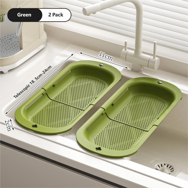 Extendable Dishware Drain Rack, Tableware Sink Drain Basket For Fruits Vegetables , Over Sink Colander Strainer For Kitchen