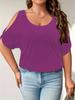 Women's Plus Size Solid Cold Shoulder Short Sleeve Milk Silk Casual T-Shirt Top