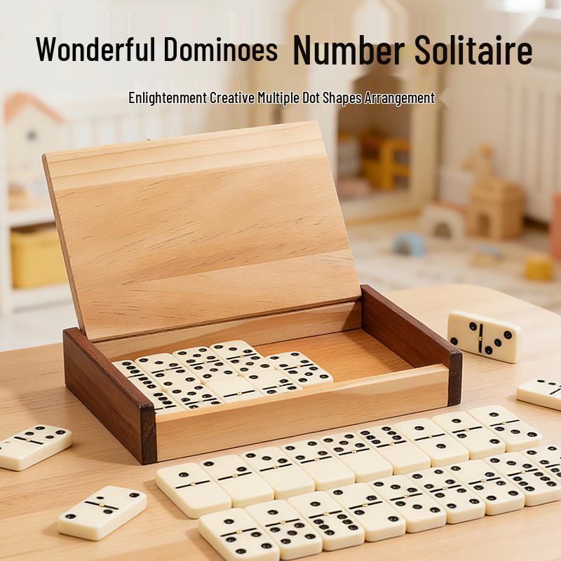 Children's Bamboo Domino Set - Educational Drawer Box Game for Parent-Child Interaction