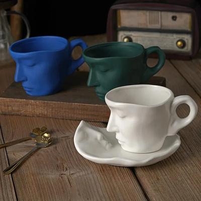 Face Art Personality Creative Ceramic Concentrated Beauty Italian Tea Coffee Cup Valentine's Day Wedding Gifts DIY Face Cup