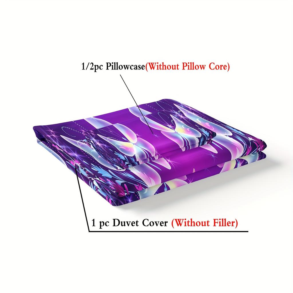 2/3pcs Bedding Set with Butterfly Pattern Print, Suitable for Bedroom And Guest Room Decoration, Usable And Machine Washable.