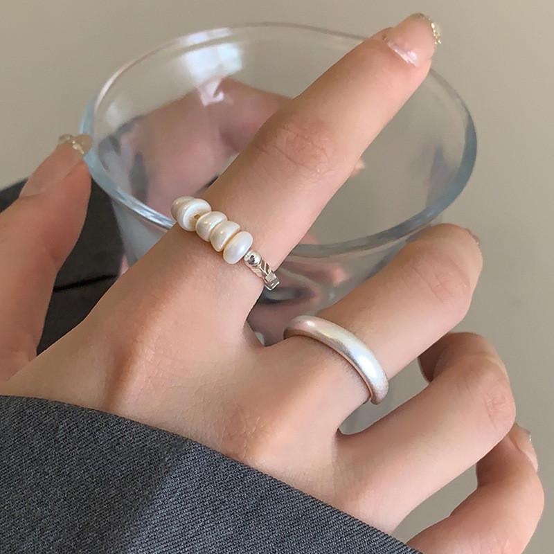 Chic Minimalist Open-adjustable Freshwater Pearl Ring For Women In Stylish Copper Design