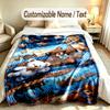 Teddy Bear Theme Custom Blanket Personalized Name & Text Customized Soft Warm Throw Blanket Home Decor