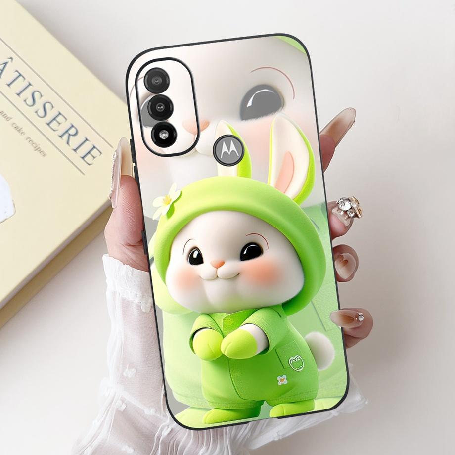 For Motorola Moto E20 E30 E40 E22 E22s E22i Phone Case Back Cover Soft Matte Silicone Slim Fundas Lovely Panda Rabbit Flower