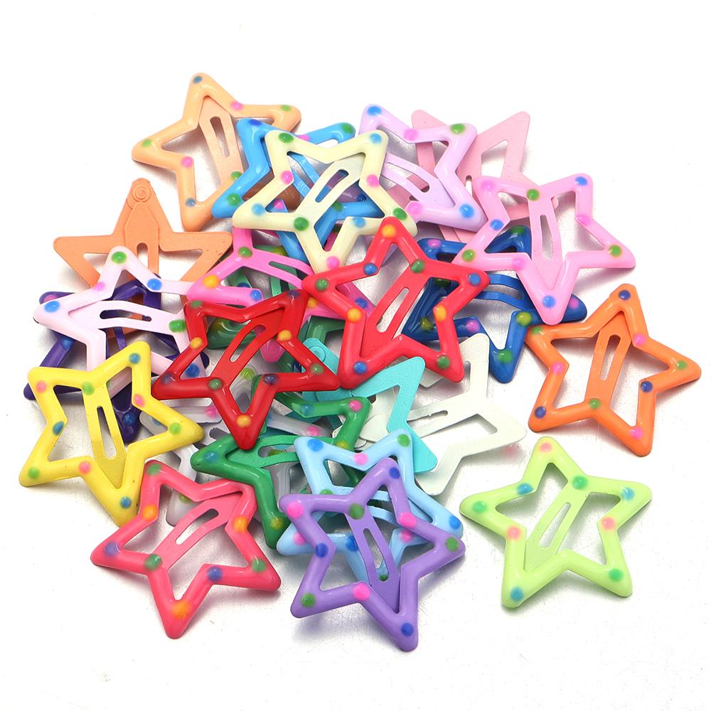 30 Stück/Los Pünktchen Stern Haarspangen Bunt Y2K BB Haarnadeln Metall Druckknopf für Schmuckherstellung Niedliche Spangen Haaraccessoires