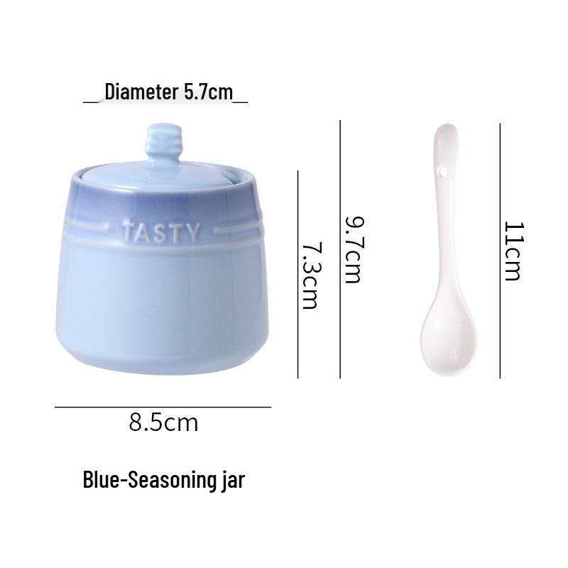 French Gradient Rainbow Ceramic Condiment Jar Set - Small Jars for Salt, Sugar, and Seasoning