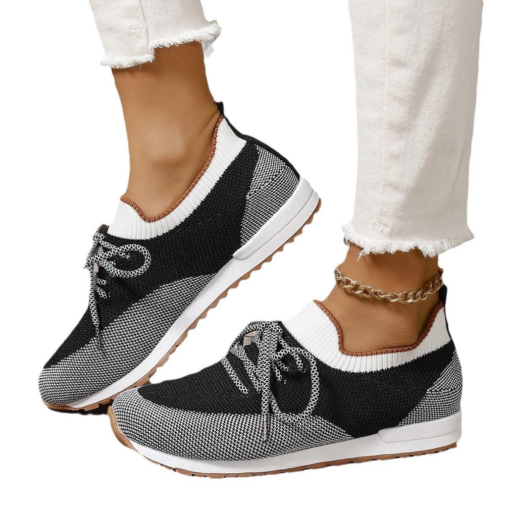 Foreign trade large size flat-bottomed sports and leisure shoes women's 2025 autumn new comfortable and breathable fly-woven mesh lightweight runnin
