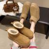Women's fashion furry mouth thick sole lightweight winter warm snow boots plush lining non-slip wear-resistant casual outdoor sports cotton boots