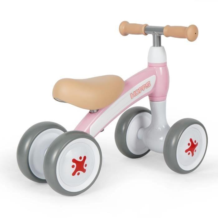 Porteur Qplay Hopps 4 Roues 50x23x40 Cm Rose - DEVESSPORT - Siège Rembourré - Roues En Caoutchouc