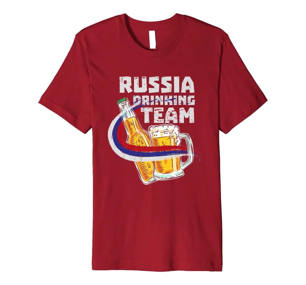 Funny Russian Flag Beer Russia Drinking Team TShirt 100 Cotton ONeck Summer Short Sleeve Casual Mens Tshirt Size S3XL