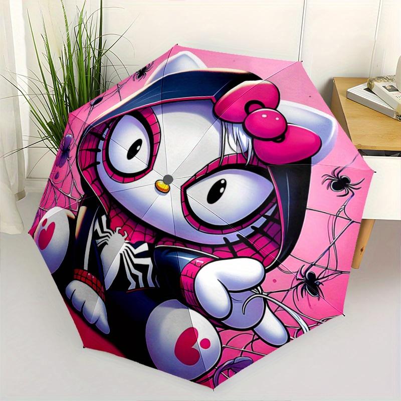 

1pc Spider Man Hello Kitty Automatic Folding Umbrella - 3 Folding Design, Vivid Cartoon Pattern, Suitable for Outdoor Activities, A Gift for Fans In A