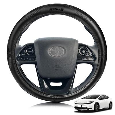 ElitingCar Premium Genuine Leather Steering Wheel Cover for Toyota Prius 30 50 and Prius Alpha 40 Stylish Design with and 3D Features a Vehicle