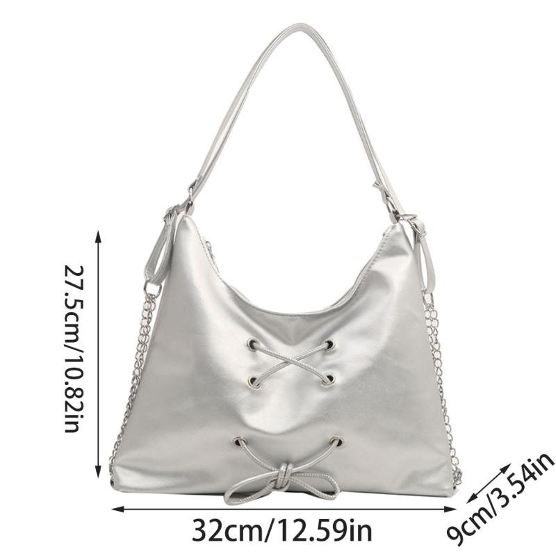 Women PU Leather Crossbody Bag Chain Shoulder Bag Casual Backpack Student School Bag Large Capacity Messenger Bag