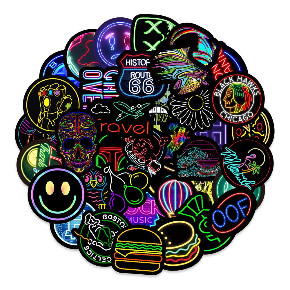 100 Neon Graffiti Stickers Car Mobile Wall Kettle Decorative Stickers