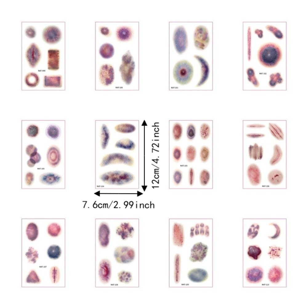 Sweatproof Bruise Scab Scar Tattoo Sticker Waterproof Zombie Cosplay Props Festival Carnival