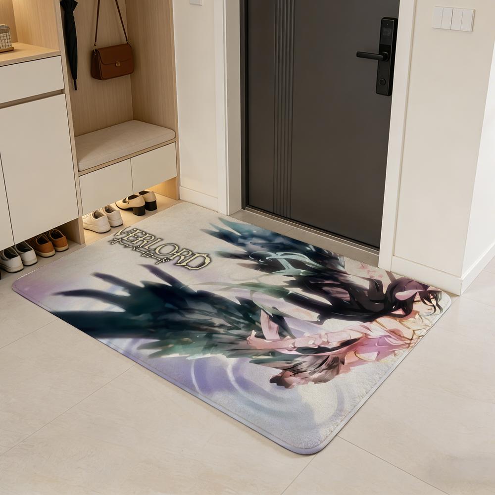Cartoon O-overlord Floor Mat Flannel Door Mat Non-Slip Absorbent Washable Indoor Home Rug
