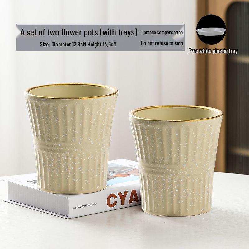 Nordic High-Leg Ceramic Orchid Pot: Durable, Artistic for Home or Balcony Use