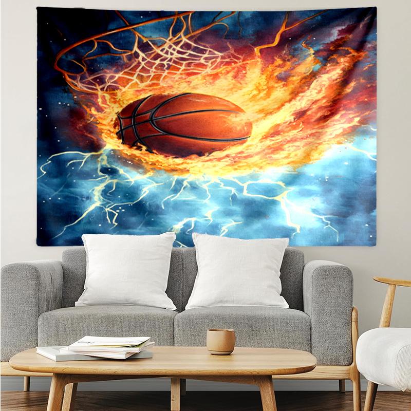 1PC Basketball Crown Fire Sport K-pop music group Tapestry Accessories for Bedroom,Livingroom, dormitory Room Wall Decor Fan Birthday Gifts