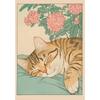 Gatto Tigrato Giapponese nella Vasca da Bagno Stampe Poster Pittura su Tela Estetica Retrò Arte da Parete Immagine Japandi Bagno Toilette Decorazione Casa