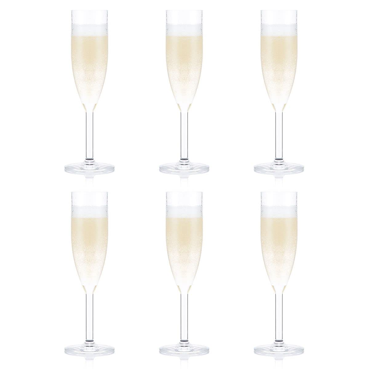 

BODUM Wine Cocktail Glass OKTETT Champagne Flute Plastic Glass 120ml Set of 6 Unbreakable Outdoor Dishwasher Safe [Genuine Product] 11927-10SA-12 чистий