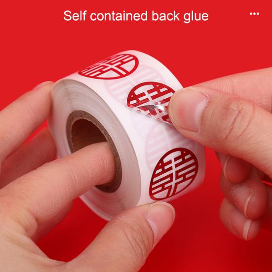 500Pcs/Roll Double Happiness Label Stickers Adhesive PVC Holidays Daily New Year Label Stickers for Book