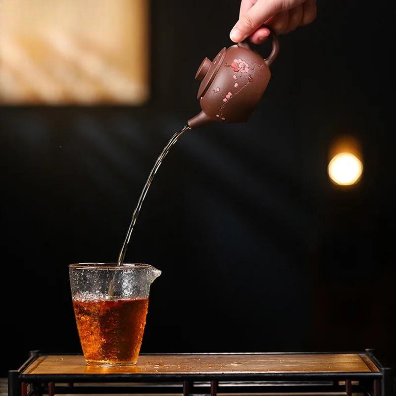 150ml Ancient Yixing Purple Clay Teapots Famous Artists Handmade Small Pot Raw Ore Purple Mud Tea Making Kettle Zisha Tea Set