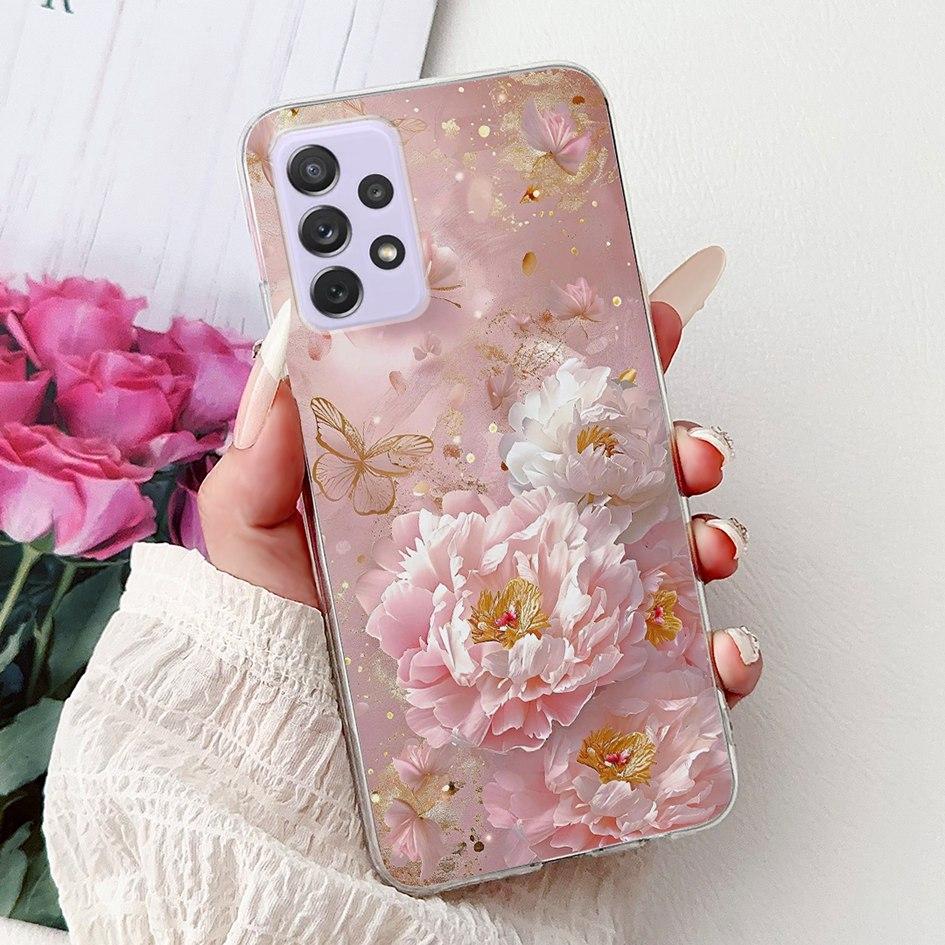 For Samsung Galaxy A52 A52s 5G Case SM-A526B SM-A528B Phone Cover Fashion Flower Soft Silicone Funda For Samsung A72 A 52 Bumper
