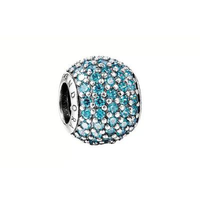 Paved Zirconia 925 Silver Charm Teal Unisex Charm 791051MCZ