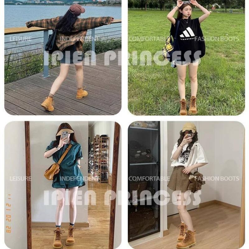 Outdoor hollow Martin boots women's new summer breathable small short boots leather brown western cowboy boots