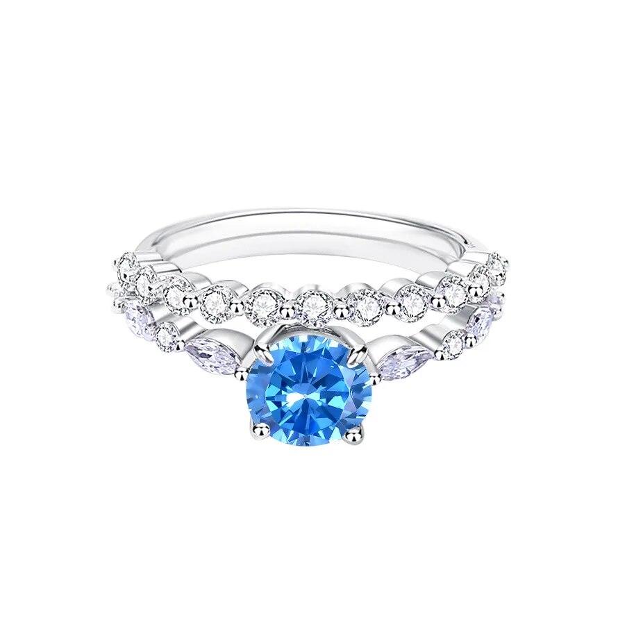 

Обручальное кольцо с муассанитом круглой огранки 1 карат для женщин, наборы из 2 предметов, созданный в лаборатории бриллиант, кольцо из стерлингового серебра 925 пробы с покрытием из 18-каратного золота 7&US size