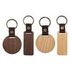 10Pcs Blank Wooden Keychain Engraved Pattern Key Rings Painting Craft Key Chain Round/Rectangle Keyring Decoration