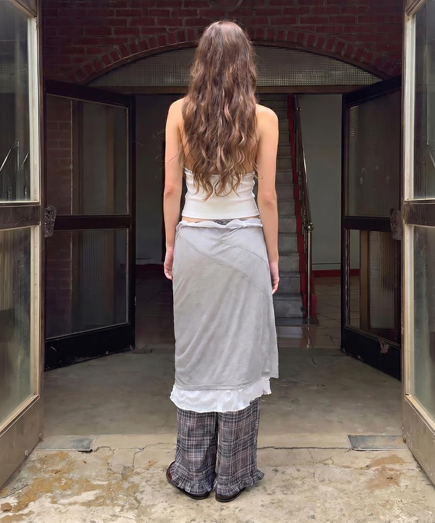 Daiaegeuneol Wrinkled Sheer Skirt (Grey)