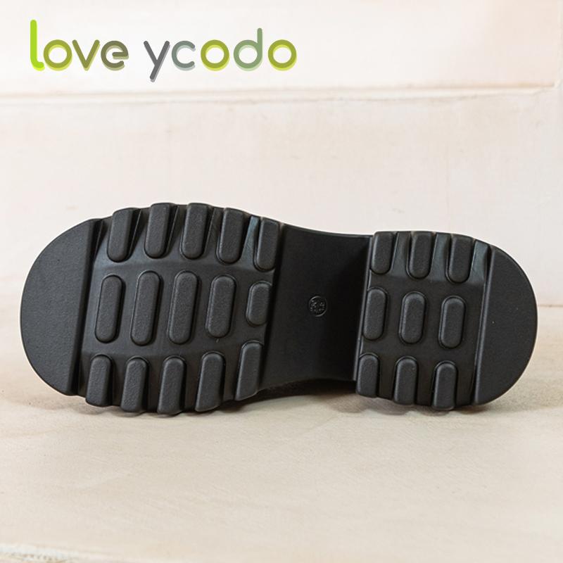 Love Ycodo Women's Fashion Casual Leather Shoes Super Thick Sole Waterproof Table Simple Comfortable Spring Summer Autumn Girl Fashion Casual Shoes
