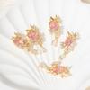 Multicolor Zirconia Floral Leaf Copper Charms, Golden Plated DIY Pendants for Earring Necklace Craft Making